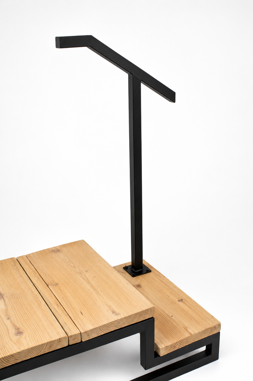 1.5x1.5 Single Post, 1 or 2 step, Metal Handrails, Flat Black