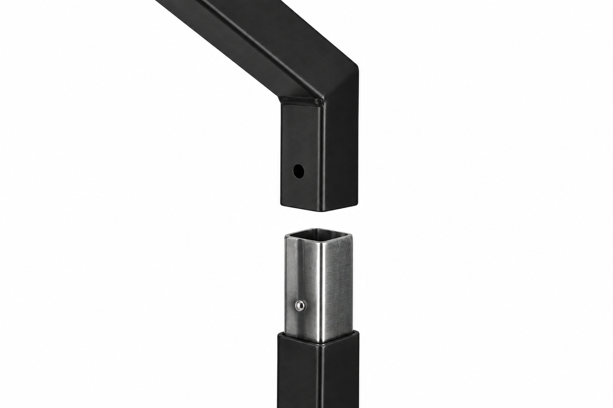Metal handrail 1.5x1.5 Flat Black with post