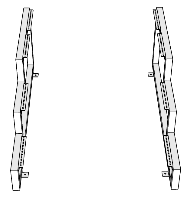 Metal Staircase Frame 1.5x1.5 with Landing Flat Black, Sold Individually