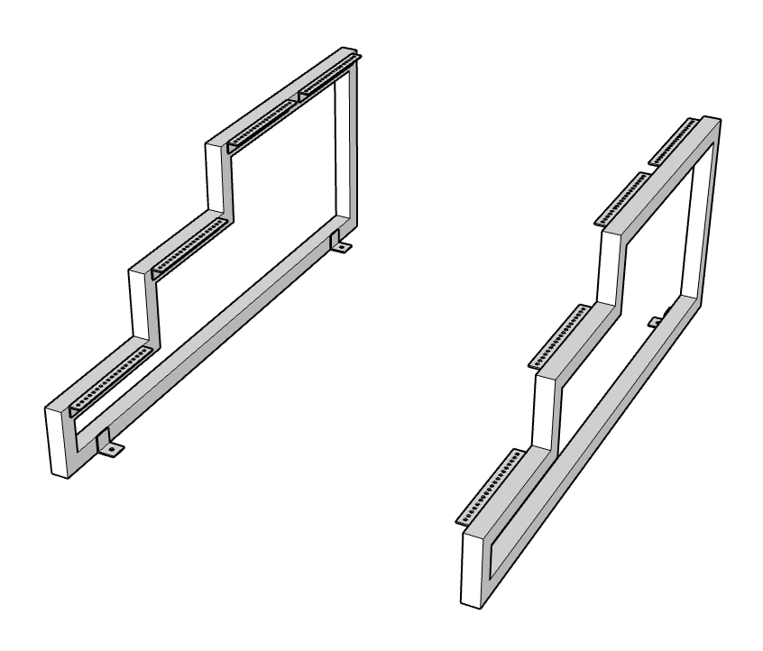 Metal Staircase Frame 1.5x1.5 with Landing Flat Black, Sold Individually
