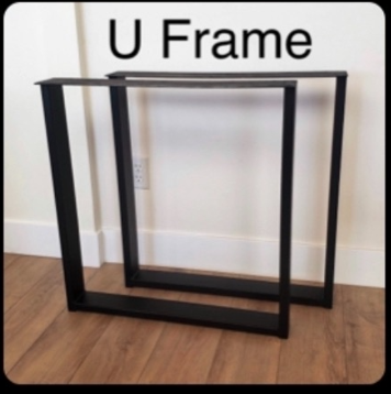 Barns to Tables, Metal Table Legs, 2x2 U Flat Black (Set of 2)