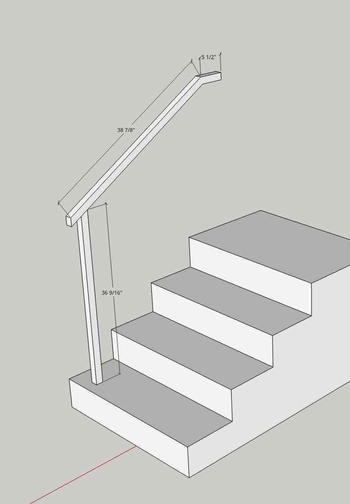 Kevin Ruble, 1.5x1.5 Handrail with post / Bracket, Bronze 40