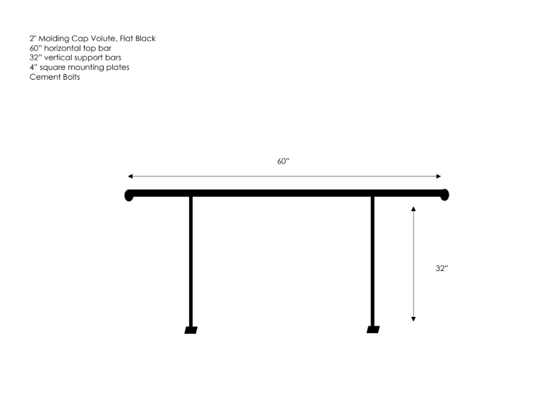Gwen Phillipps, Metal Handrail 2" Molding Cap w/ Post, Flat Black