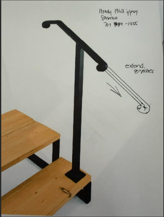 Gwen, Metal Handrail Single Post Volute