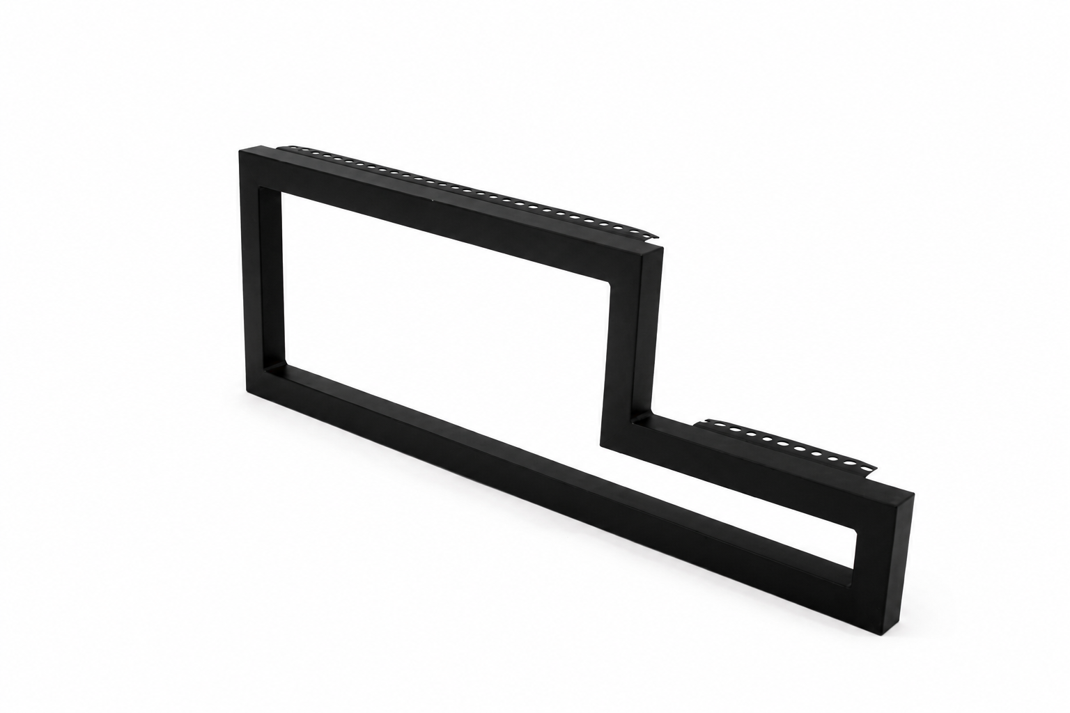 Metal Staircase Frame 1.5x1.5 with Landing Flat Black, Sold Individually