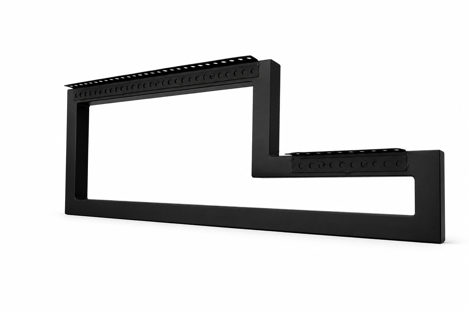 Metal Staircase Frame 1.5x1.5 with Landing Flat Black, Sold Individually