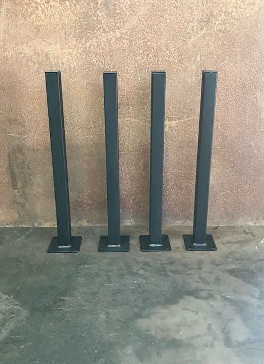 Metal Table Legs, 1.5x1.5 Single Post, Flat Black (Set of 4)
