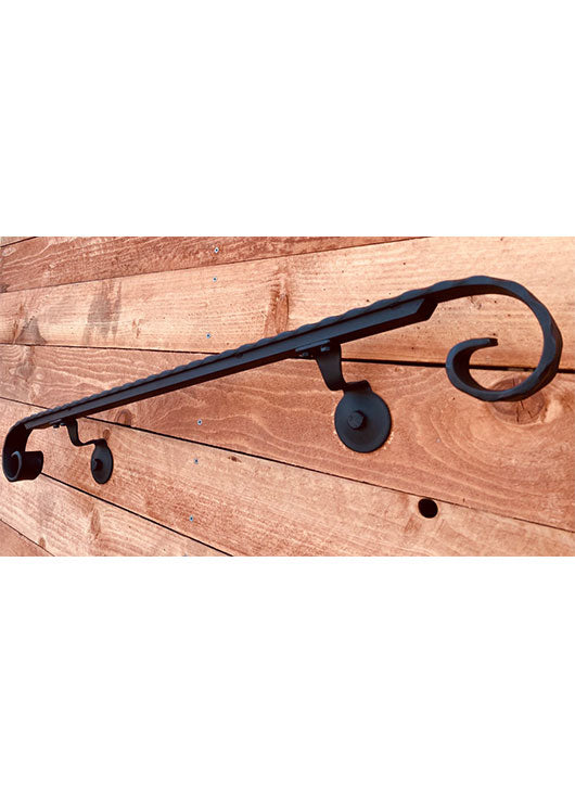 Metal Handrails, 1.5" Hammered/Engraved Volute, Flat Black