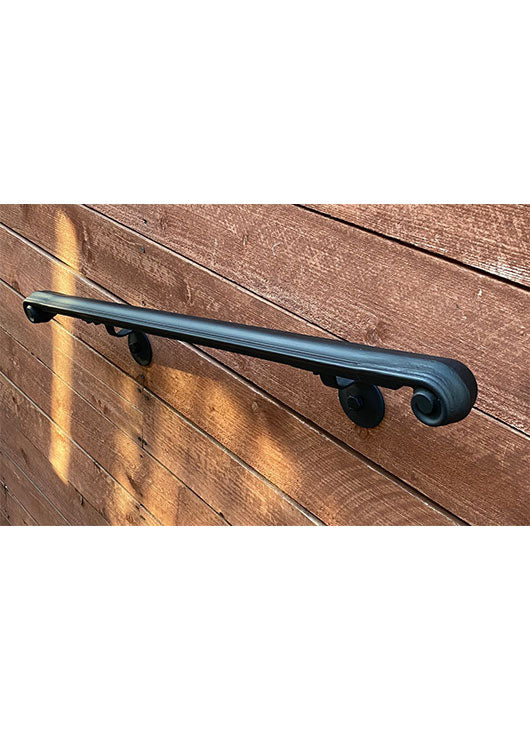 Metal Handrails, 2" Molding Cap Volute, Flat Black