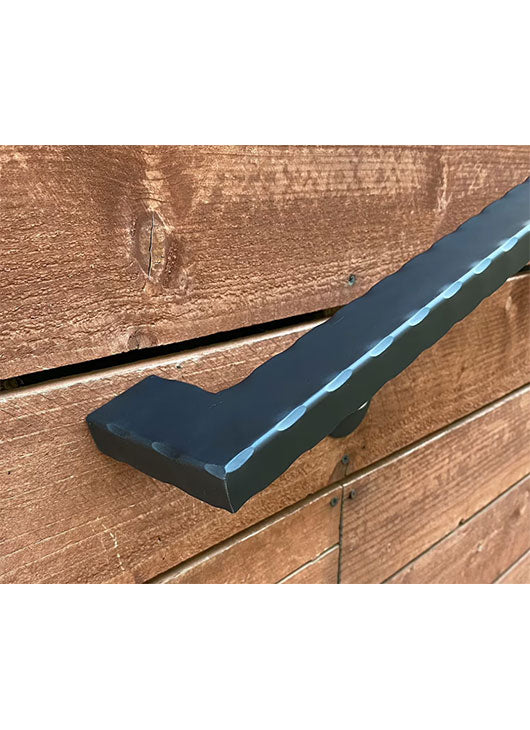 2x1 Hammered, Metal Handrails, Flat black, w/ Squared Elbow