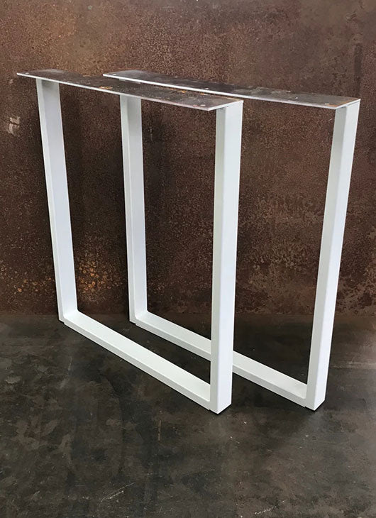 Metal Table Legs, 2x1 U Flat White (Set of 2)