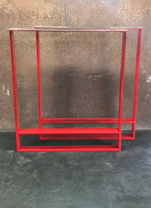 Metal Table Legs, 2x1/2 Double U Red (Set of 2)