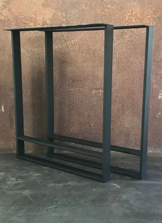 Metal Table Legs, 2x1/2 Double U Flat Black (Set of 2)