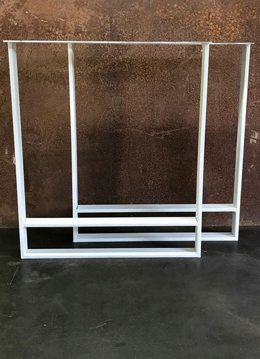 Metal Table Legs, 2x1/2 Double U Flat White (Set of 2)