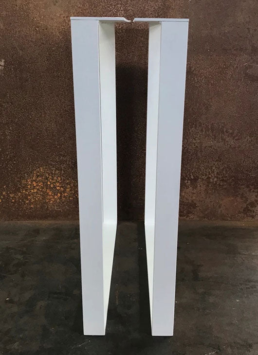 Metal Table Legs, 2x1/2 U Flat White (Set of 2)