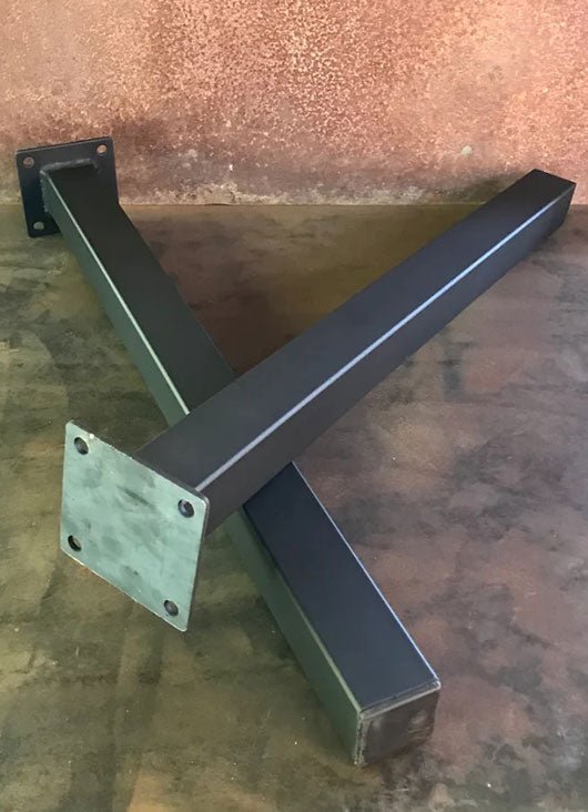 Metal Table Legs, 2x2 Single Post, Flat Black (Set of 4)