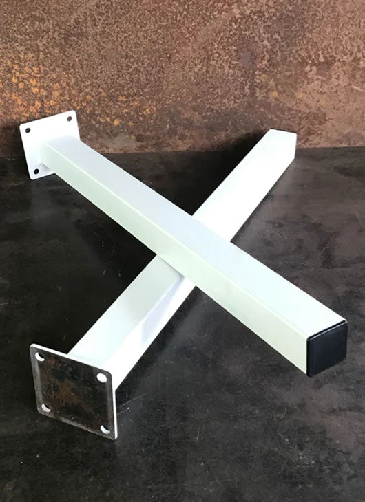 Metal Table Legs, 2x2 Single Post, Flat White (Set of 4)