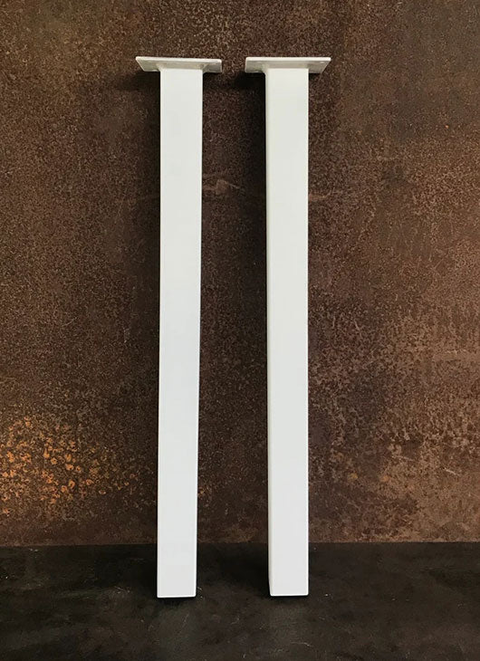 Metal Table Legs, 2x2 Single Post, Flat White (Set of 4)