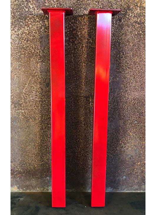 Metal Table Legs, 2x2 Single Post, Red (Set of 4)