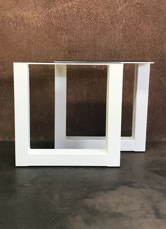 Metal Table Legs, 2x2 U Flat White (Set of 2)