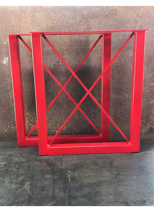 Metal Table Legs, 2x2 U w/ X Red (Set of 2)