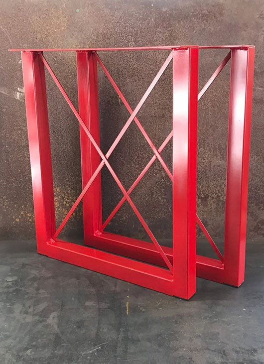 Metal Table Legs, 2x2 U w/ X Red (Set of 2)