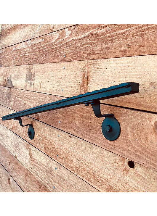 Metal Handrails, 1.5" Hammered/Engraved, Straight Cut, Flat Black