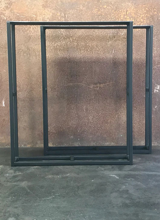 Metal Table Legs, 5/8 U w/ Crossbars Flat Black (Set of 2)