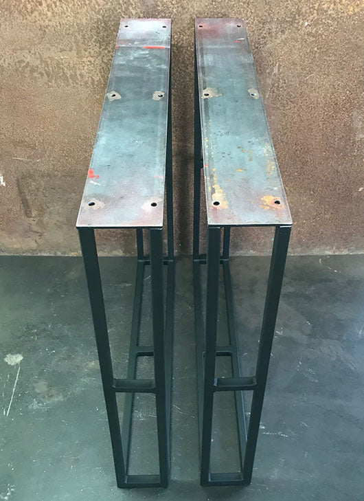 Metal Table Legs, 5/8 U w/ Crossbars Flat Black (Set of 2)