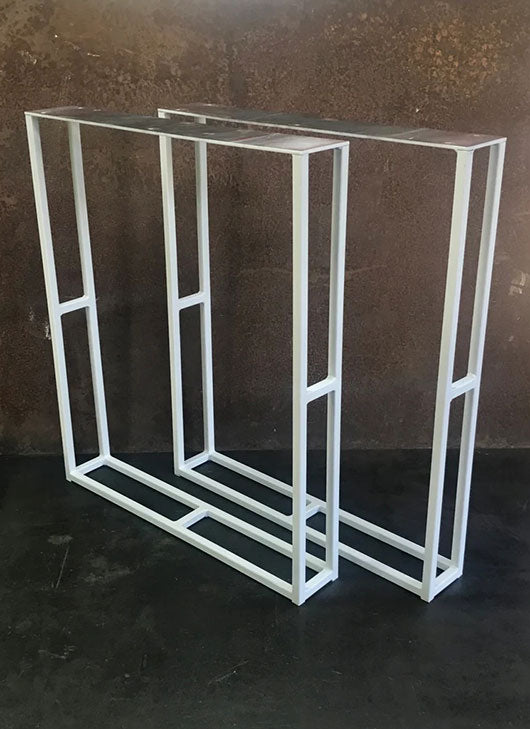 Metal Table Legs, 5/8 U w/ Crossbars Flat White (Set of 2)