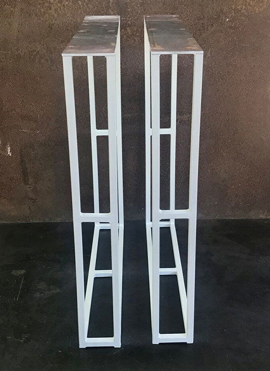 Metal Table Legs, 5/8 U w/ Crossbars Flat White (Set of 2)