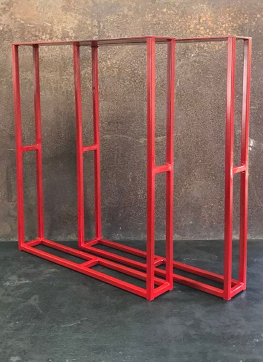 Metal Table Legs, 5/8 U w/ Crossbars Red (Set of 2)