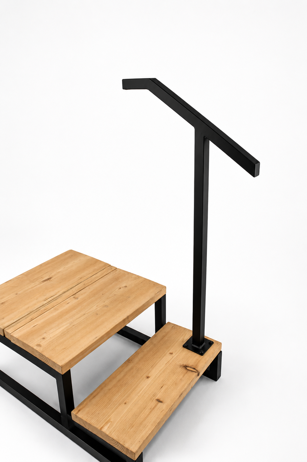 1.5x1.5 Single Post, 1 or 2 step, Metal Handrails, Flat Black