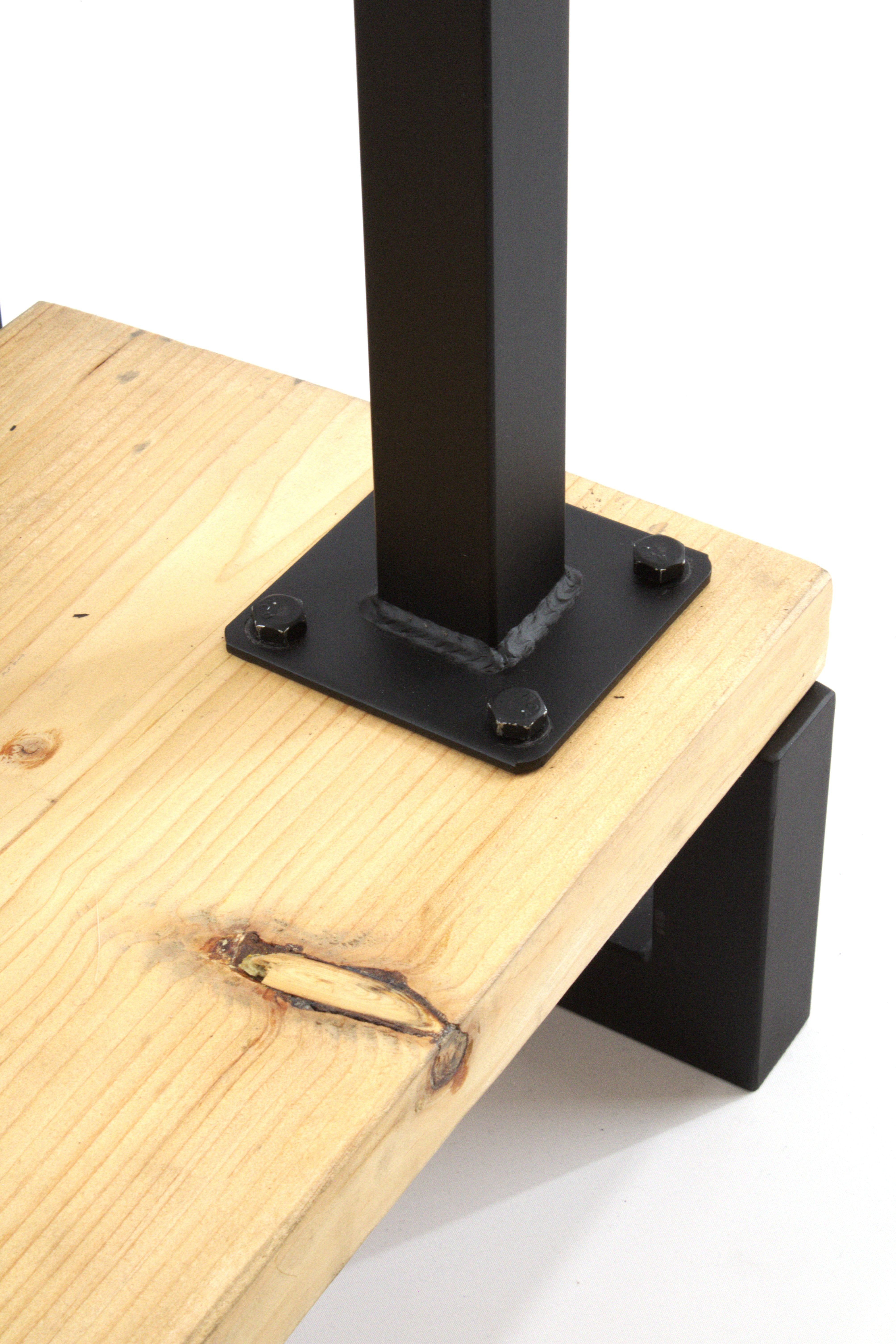Metal Handrail Hammered/Engraved Volute Single Post Flat Black 1 or 2 Step