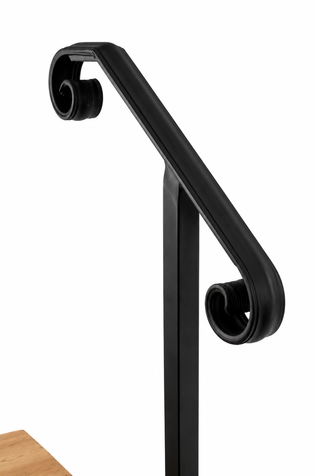 Metal Handrail Big Volute Single Post Flat Black 1 or 2 Step