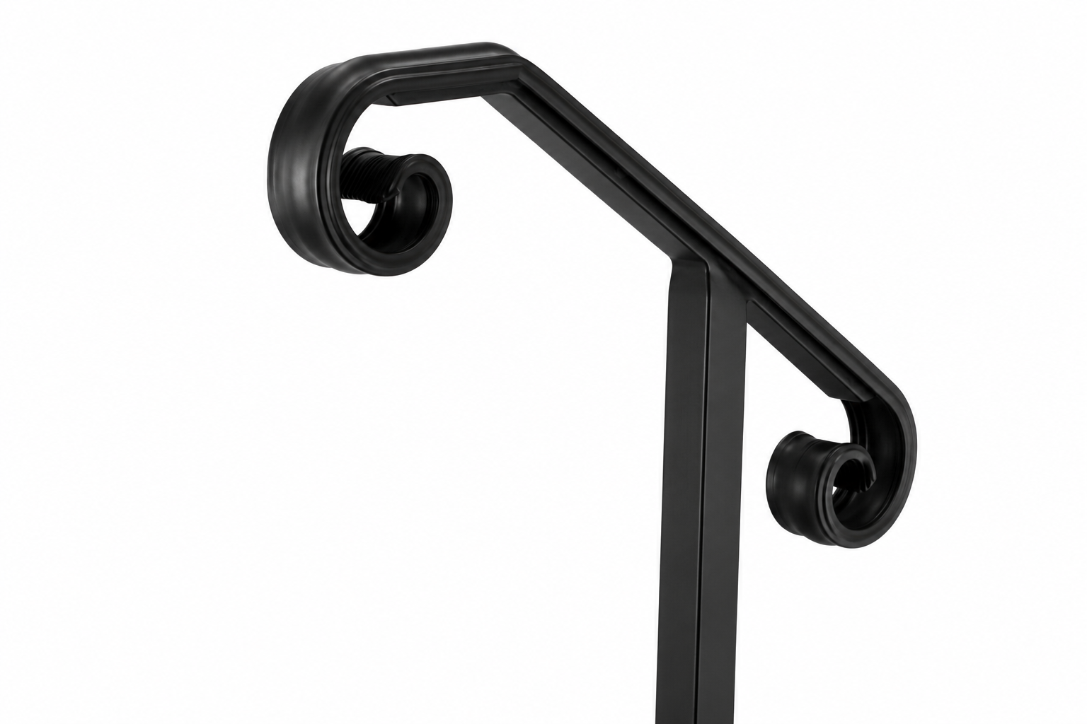 Metal Handrail Big Volute Single Post Flat Black 1 or 2 Step