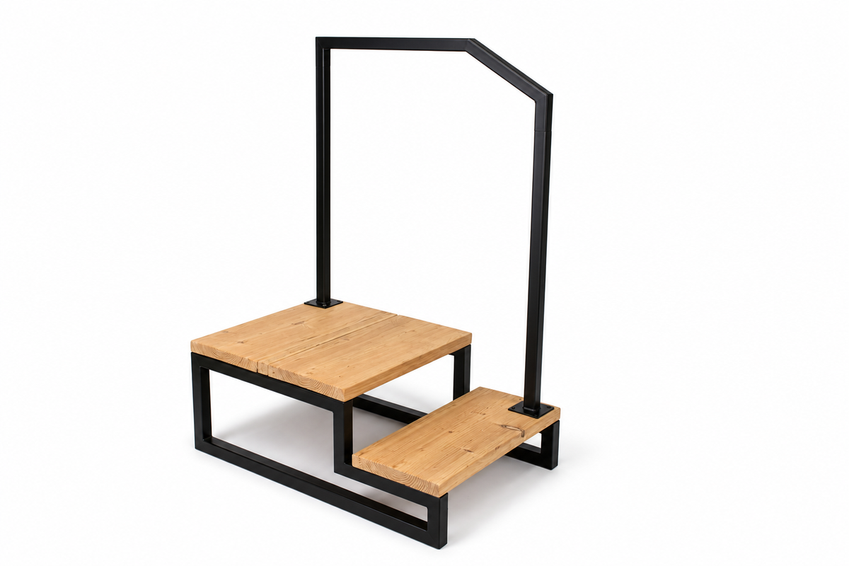 Metal handrail 1.5x1.5 Flat Black with post