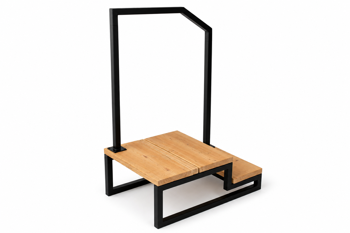 Metal handrail 1.5x1.5 Flat Black with post