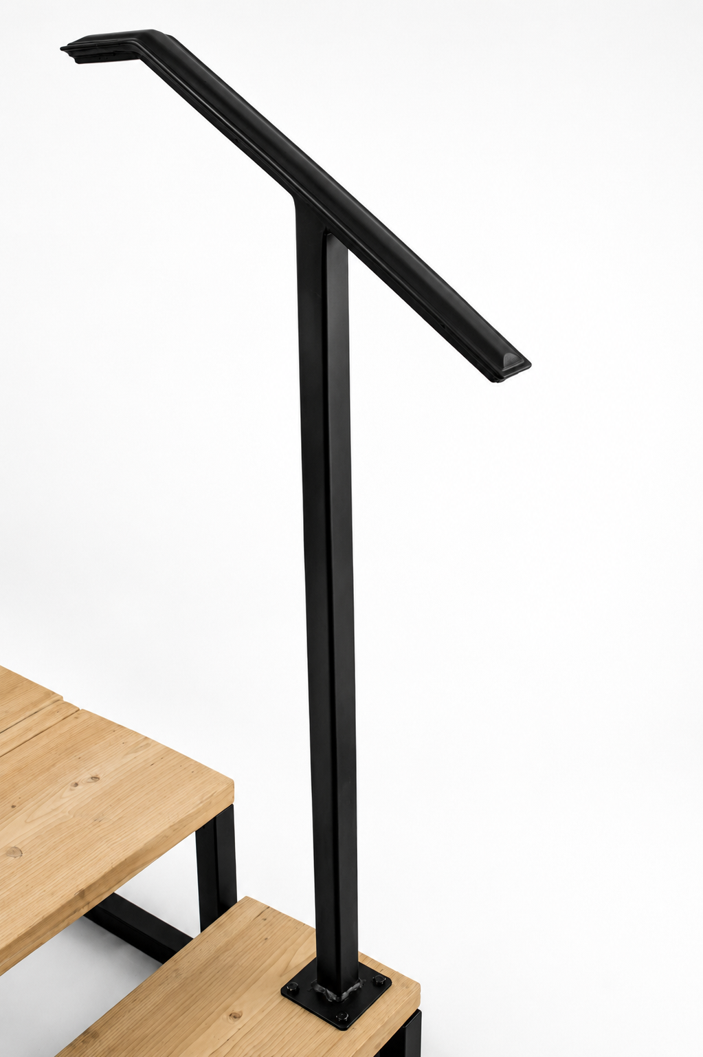 Metal Handrail Molding Cap Single Post Flat Black 1 or 2 Step