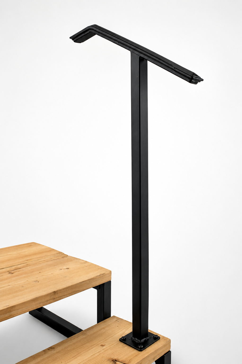 Metal Handrail Molding Cap Single Post Flat Black 1 or 2 Step