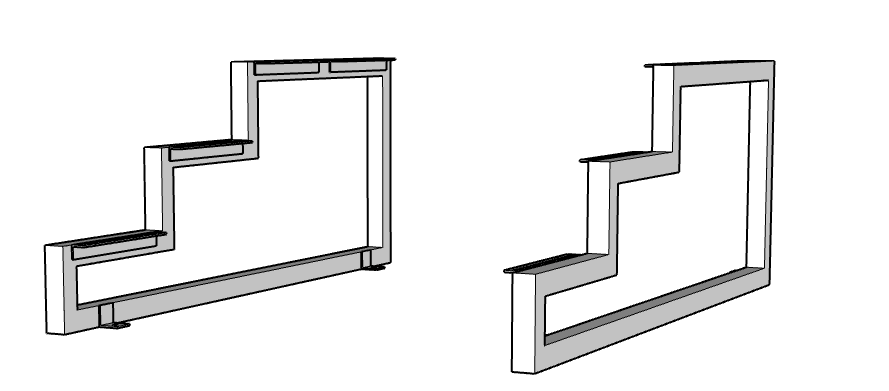 Metal Staircase Frame 1.5x1.5 with Landing Flat Black, Sold Individually