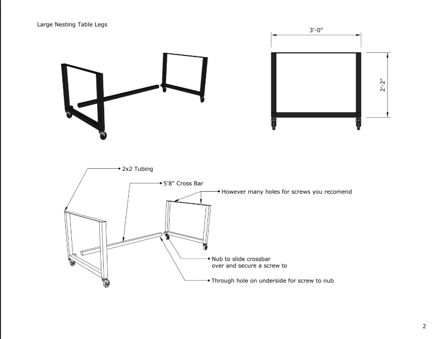 Metal Table Legs 2x2 U Flat Black Modern Design