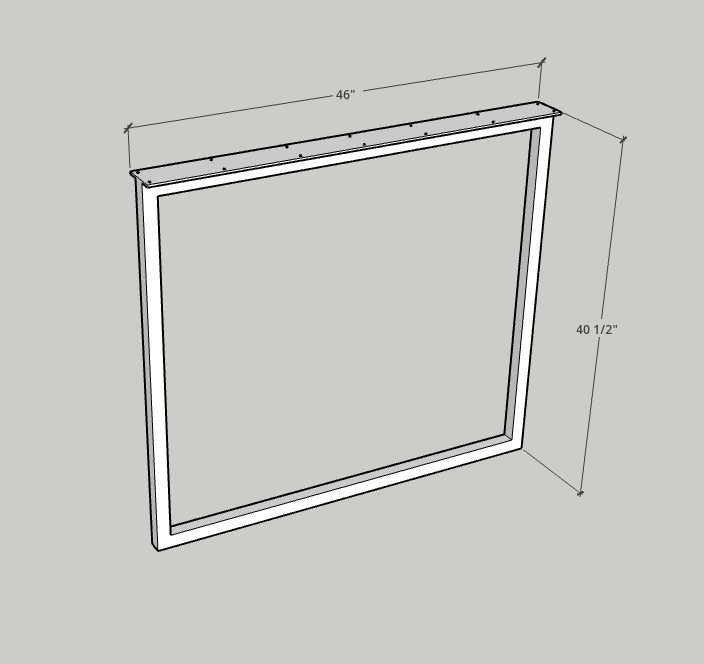Metal Table Legs 1.5x1.5 square frame dimensions, measuring 46 inches wide and 40.5 inches tall.