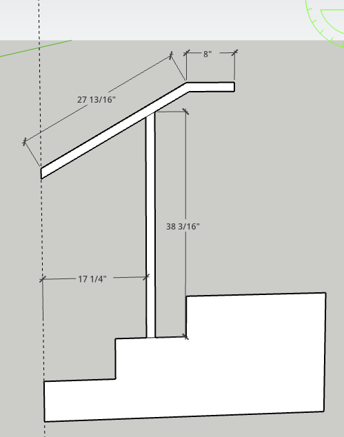 shelley paine, Metal Handrail 1.5x1.5 Single Post Flat Black
