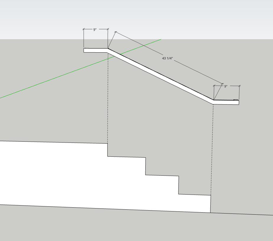 lklucas, Metal Handrail 1.5x1.5 w/ Wall Return, Flat Black