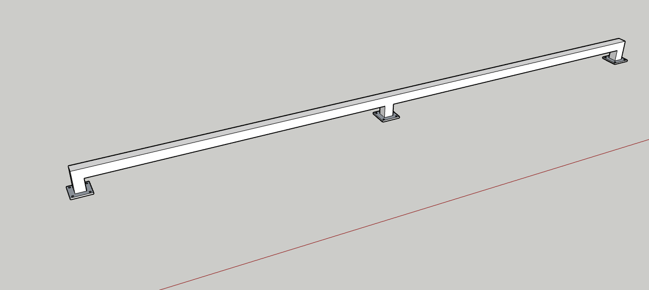 Metal Handrail 1.5x1.5 Flat Black Durable Design