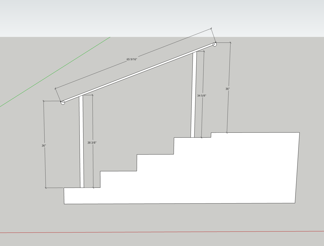 Metal Handrail Volute with 2 Posts Flat Black Design