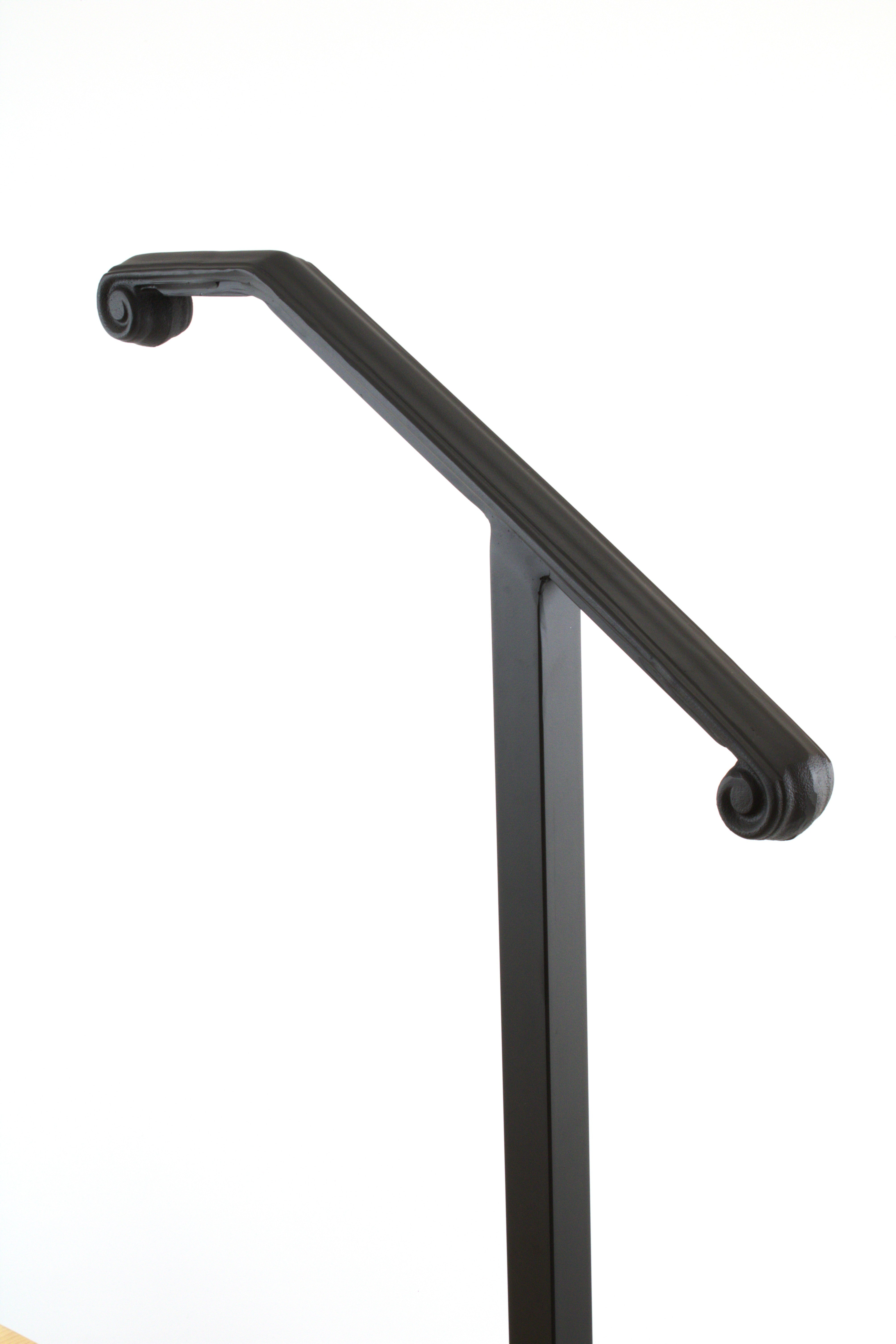 Volute Single Post, 1 or 2 step, Metal Handrails, Flat Black