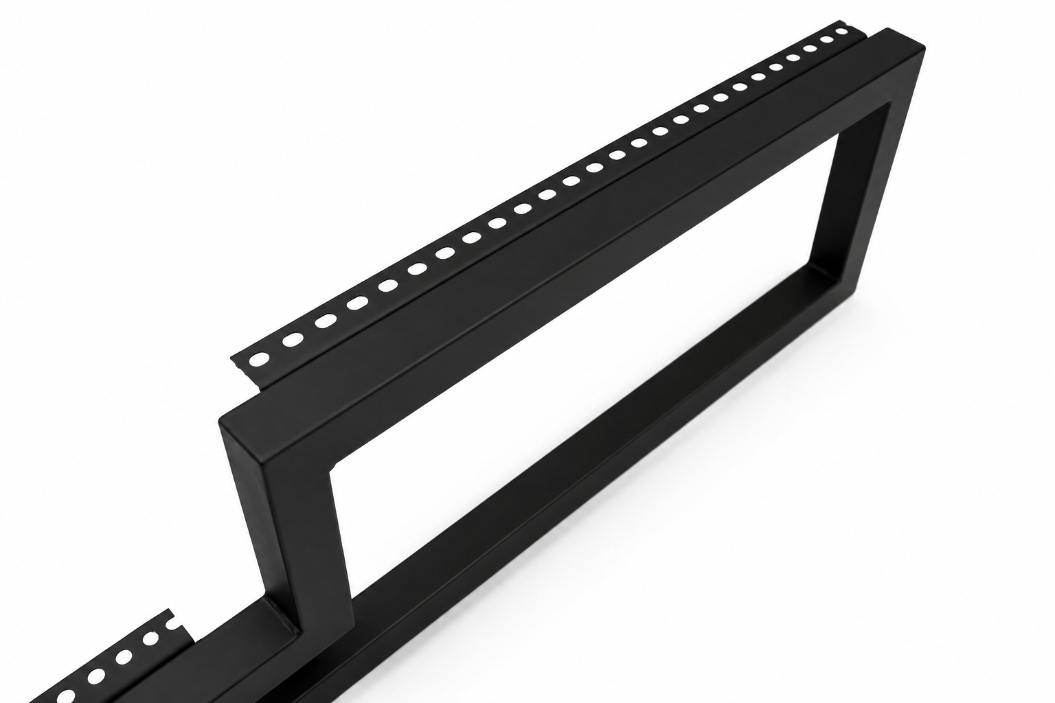Metal Staircase Frame 1.5x1.5 with Landing Flat Black, Sold Individually