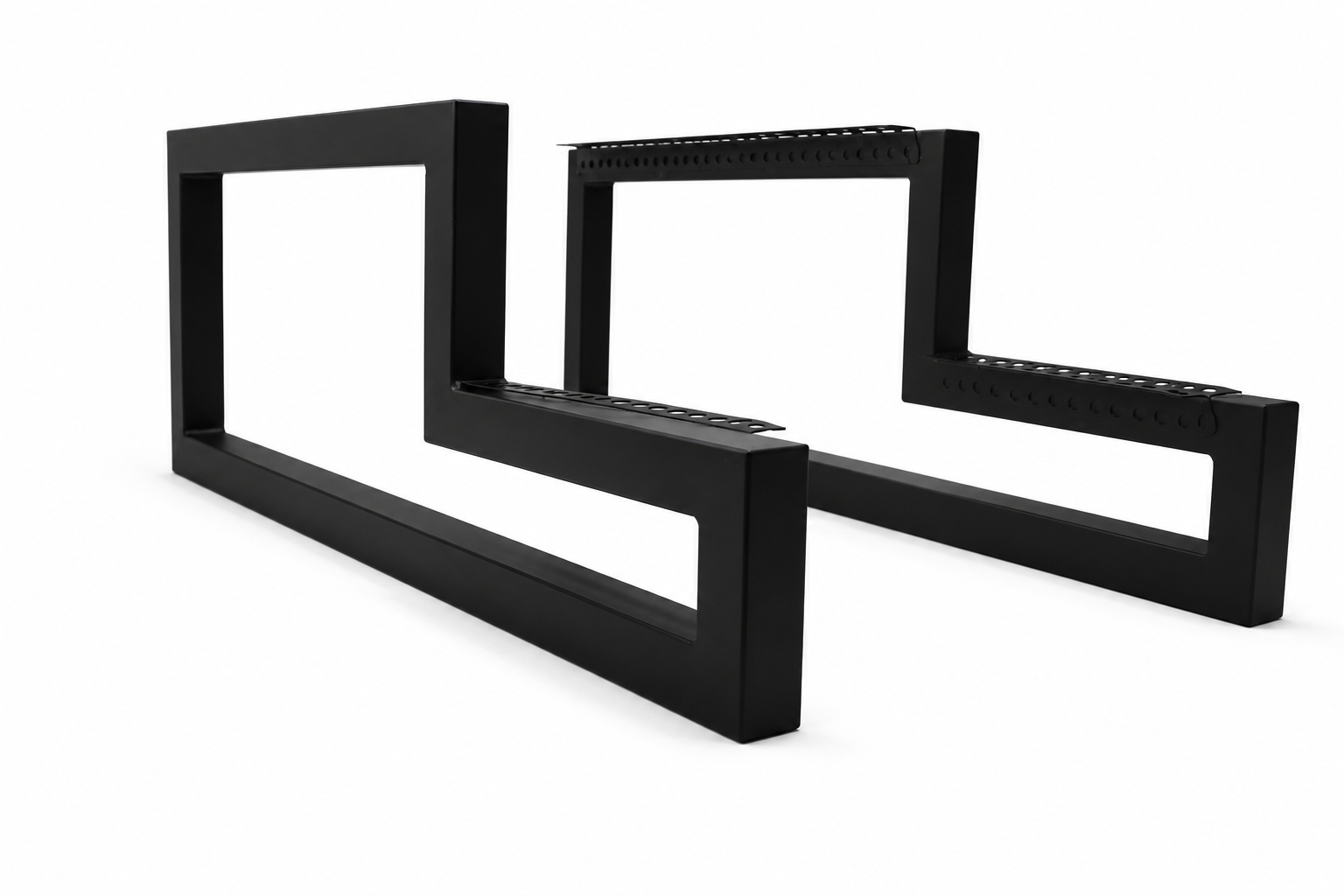 Metal Staircase Frame 1.5x1.5 with Landing Flat Black, Sold Individually